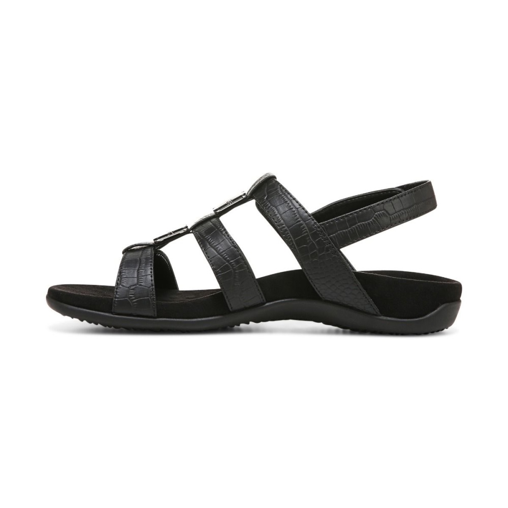 Amber Adjustable Sandal Vionic Black Crocodile
