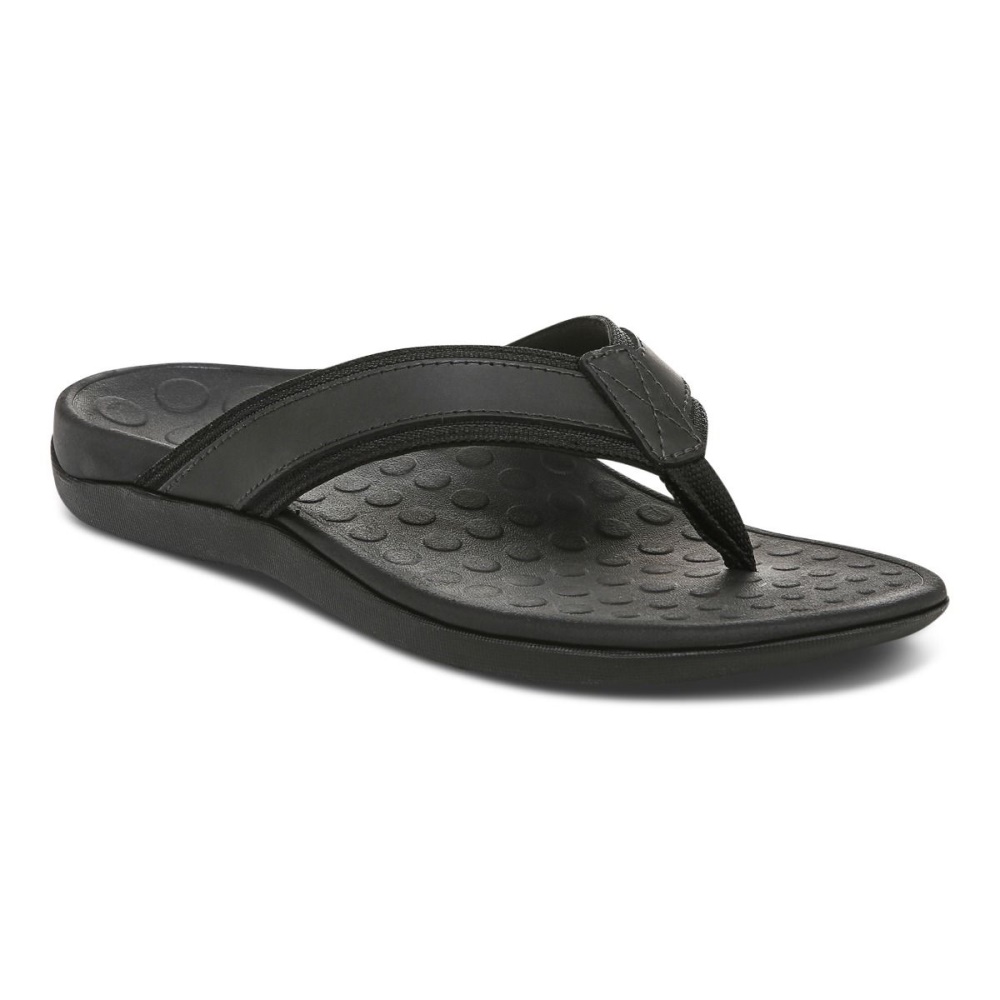 Black Men's Tide Toe Post Sandal Vionic