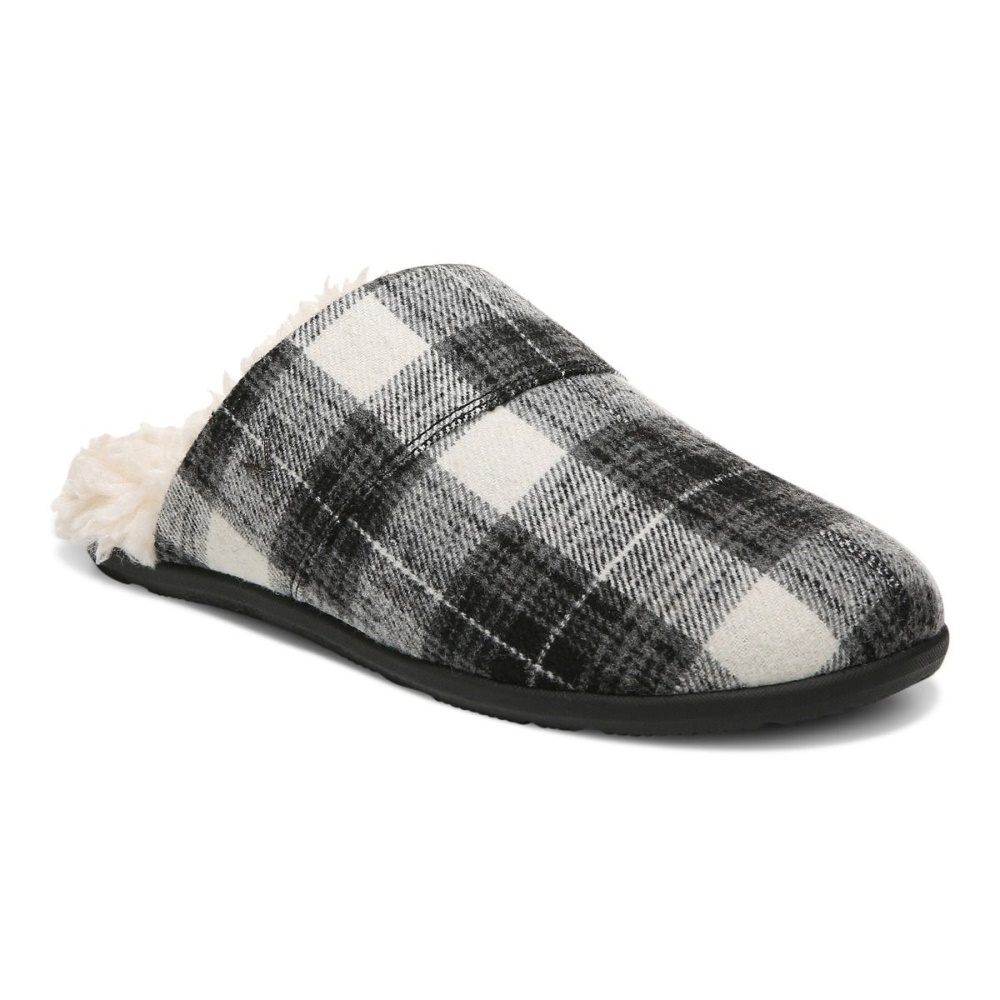 Black Plaid Alfons Mule Slipper Vionic