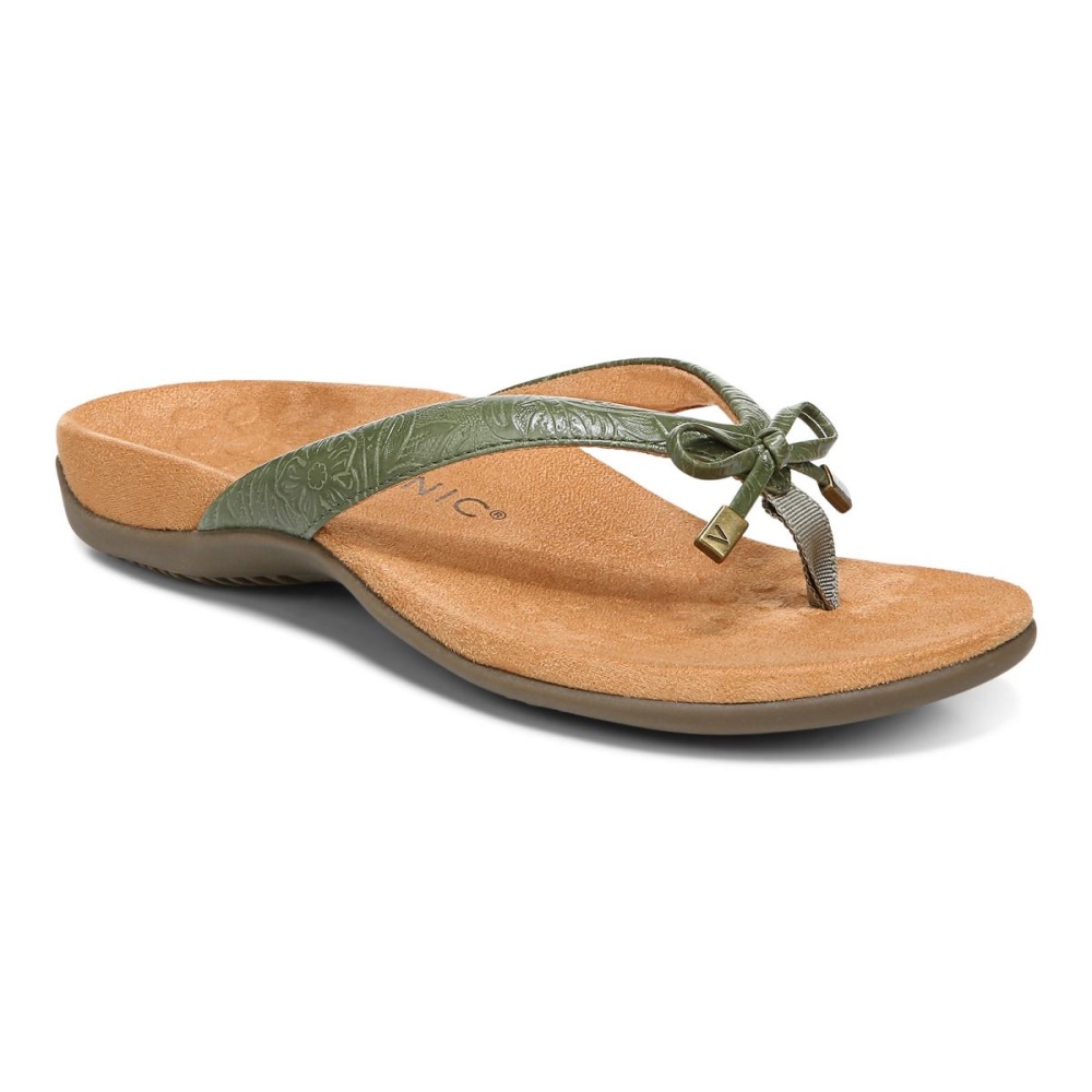 Bella Toe Post Sandal Army Green Embossed Vionic