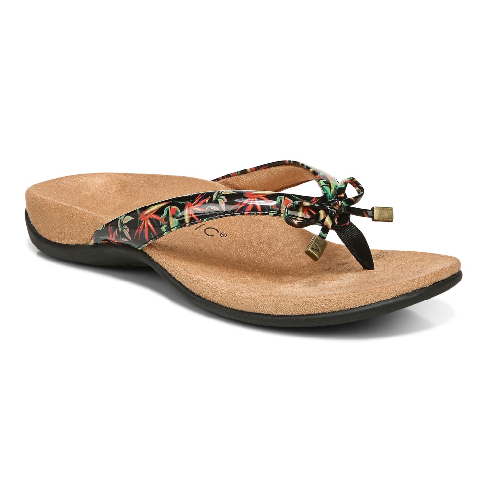 Black Tropical Vionic Bella Toe Post Sandal