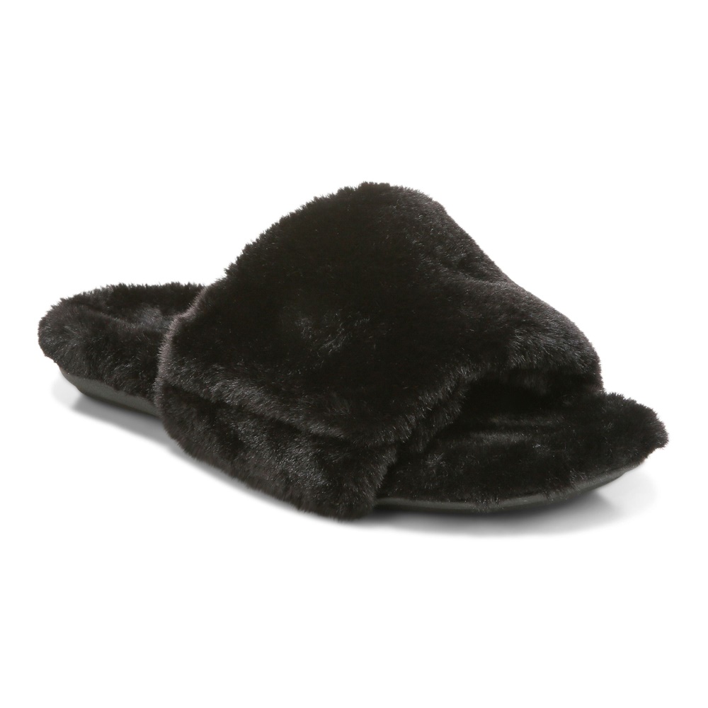 Black Plush Vionic Dream Plush Slipper