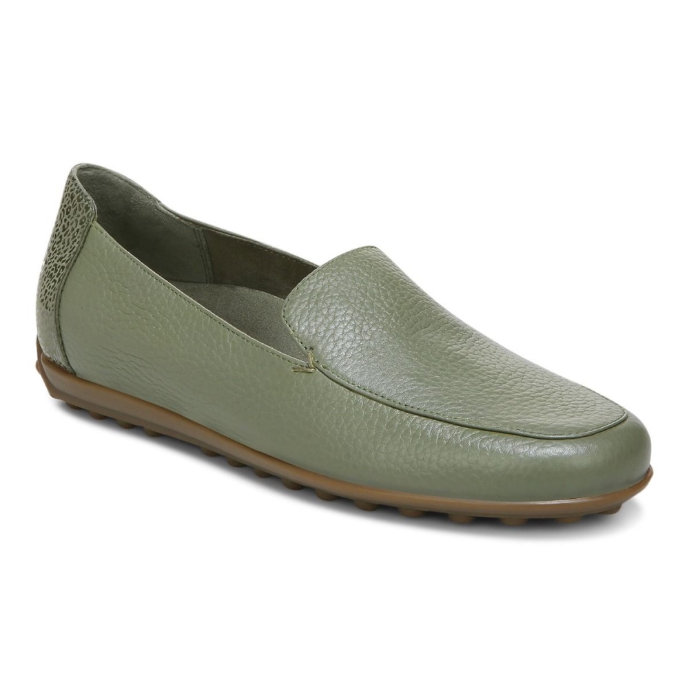 Army Green Leather Elora Loafer Vionic