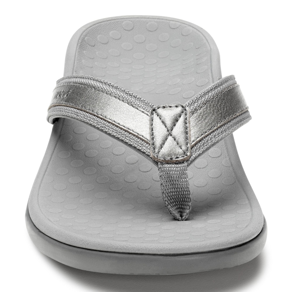 Vionic Tide II Toe Post Sandal Pewter Metallic