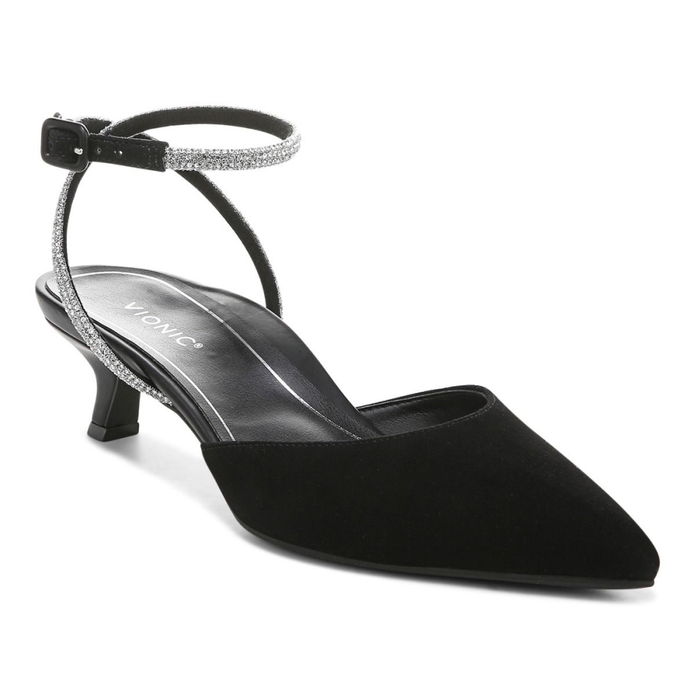 Black Suede Vionic Jacynda Kitten Heel