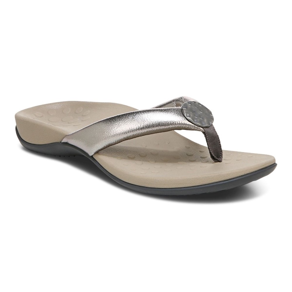 Pewter Lida Toe Post Sandal Vionic
