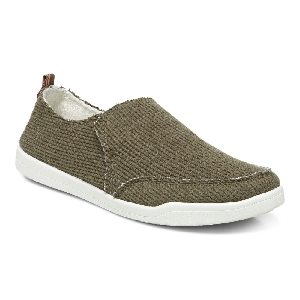 Beach Malibu Slip on Sneaker: Waffle Knit Olive Knit Vionic