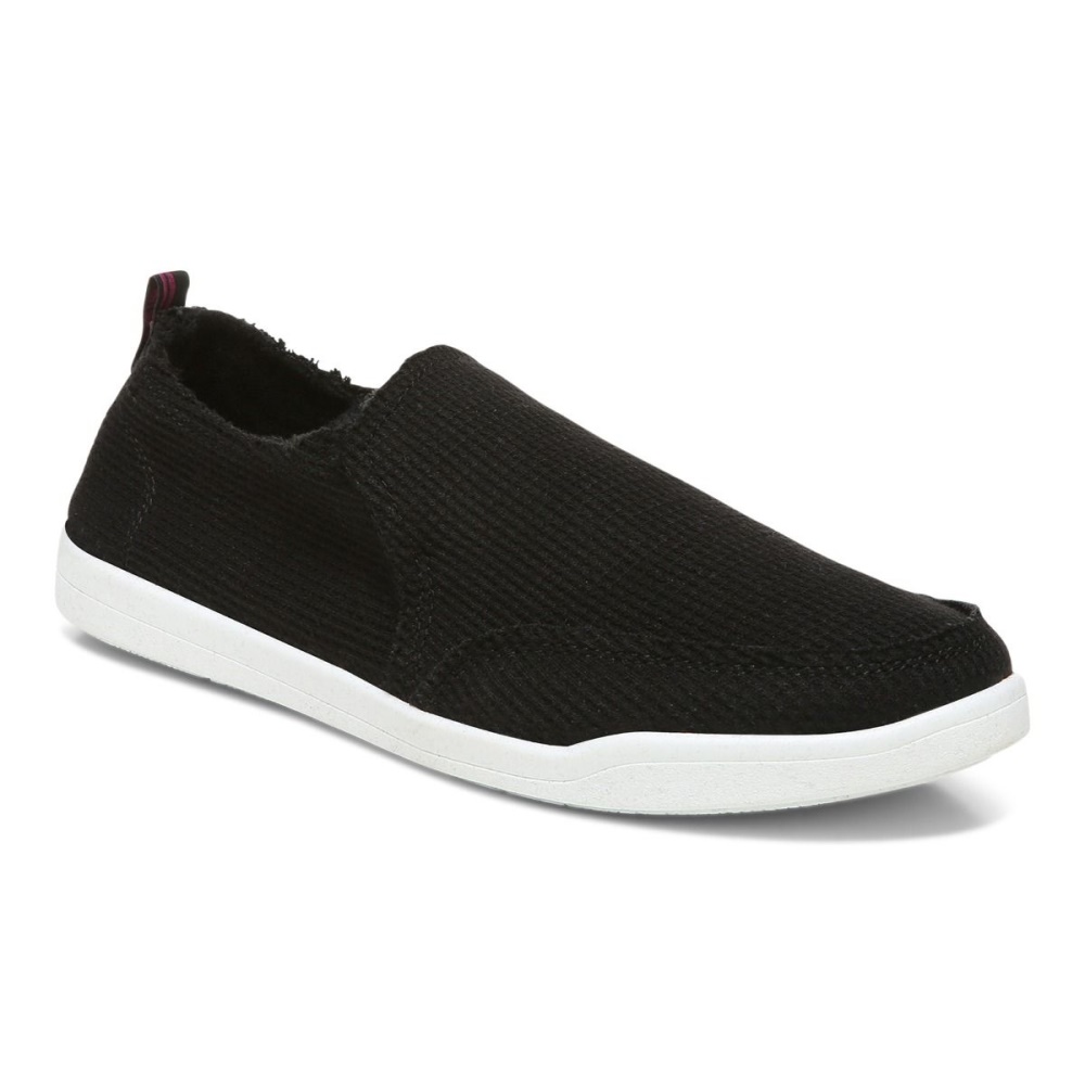 Black Knit Beach Malibu Slip on Sneaker: Waffle Knit Vionic