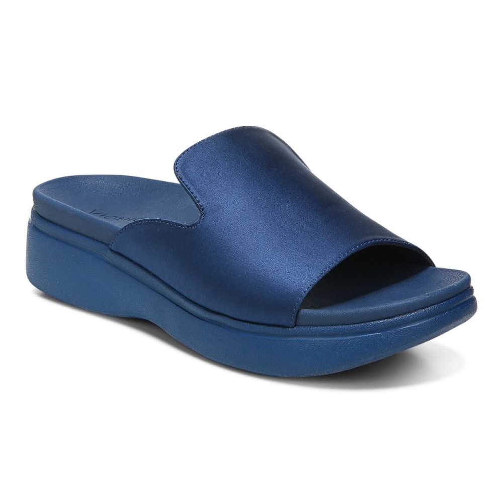 Dark Blue Satin Monica Platform Sandal Vionic