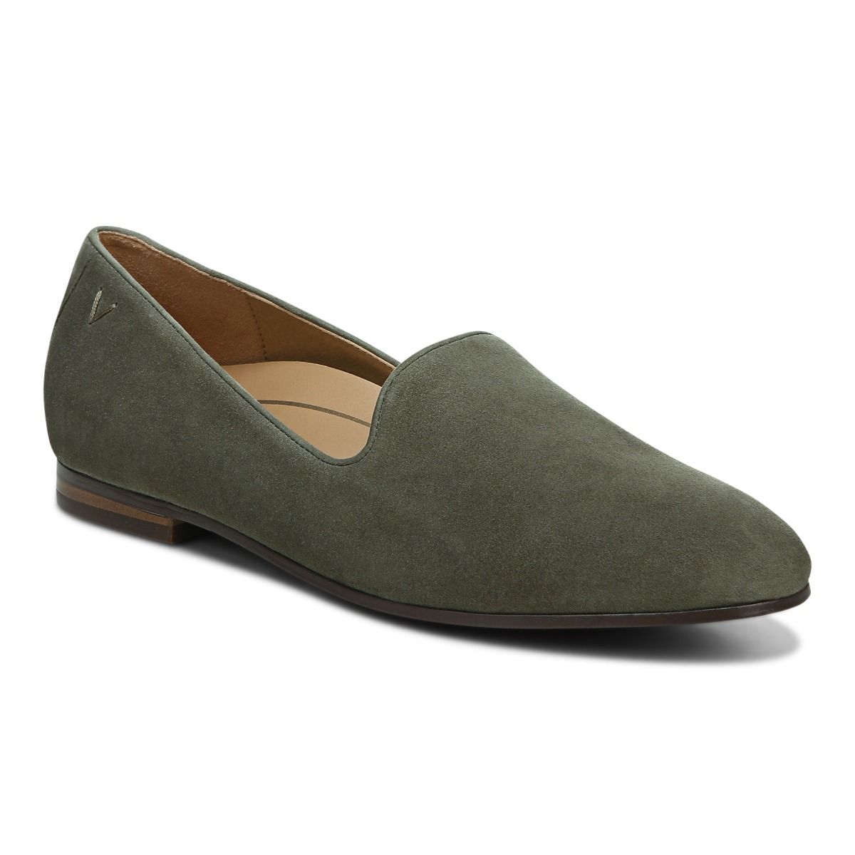 Vionic Willa Slip on Flat Olive Suede