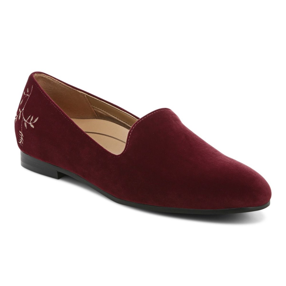 Willa Slip on Flat Shiraz Velvet Vionic