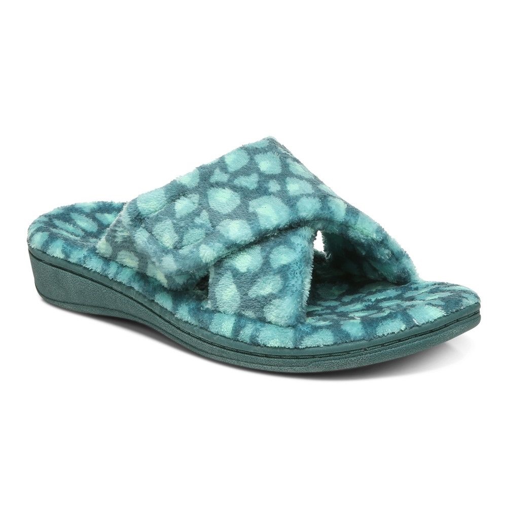 Vionic Relax Slipper Posy Green Leopard