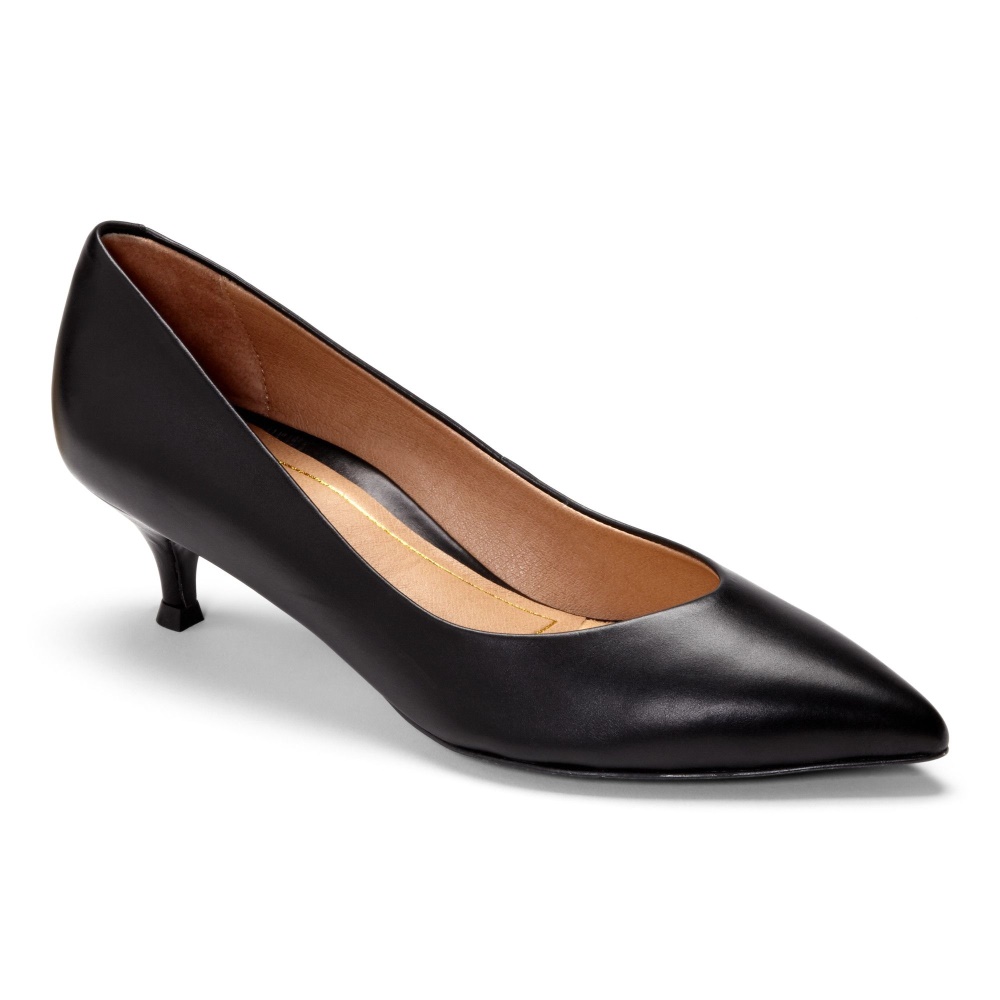 Vionic Josie Kitten Heel Black Leather