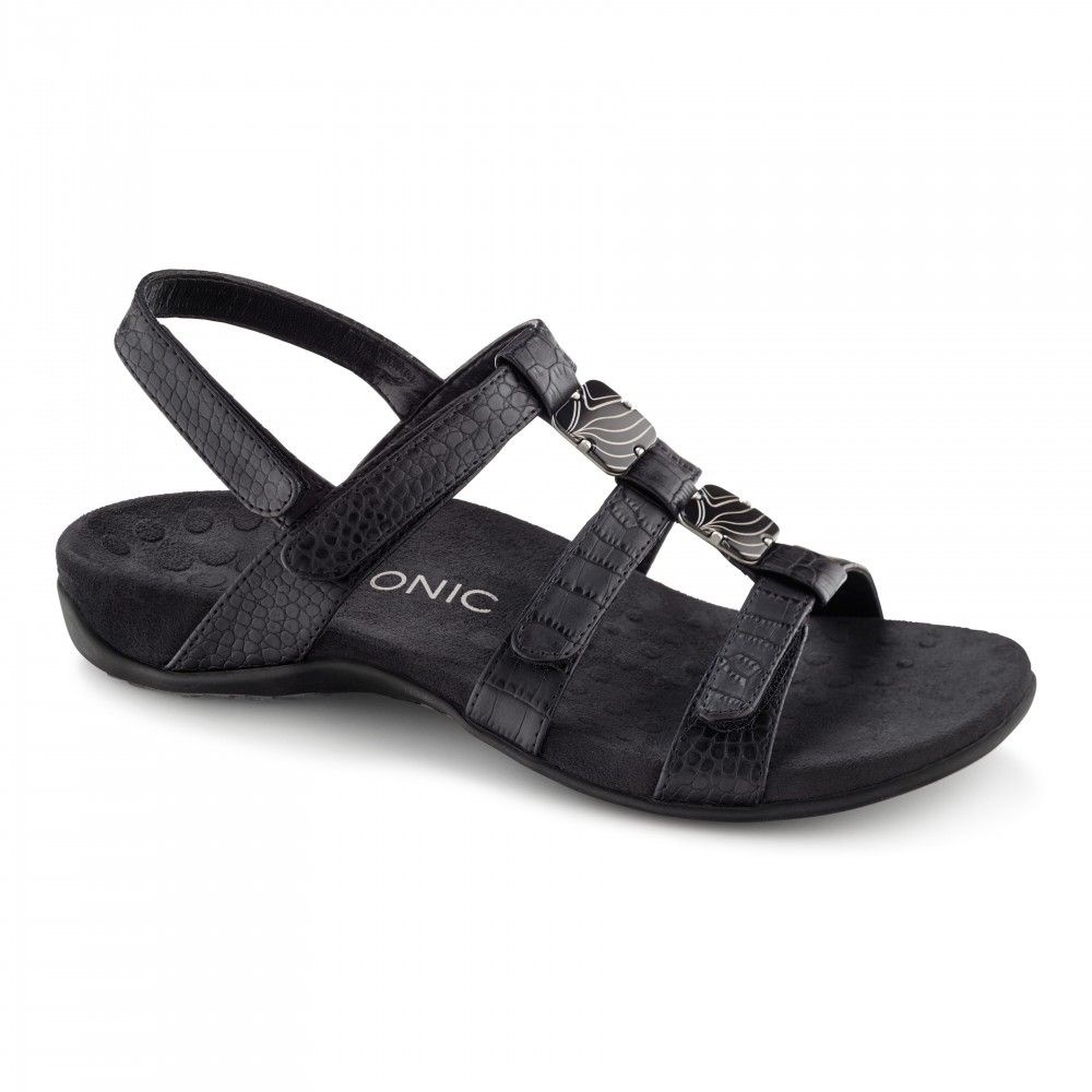 Amber Sandal Vionic Black Crocodile