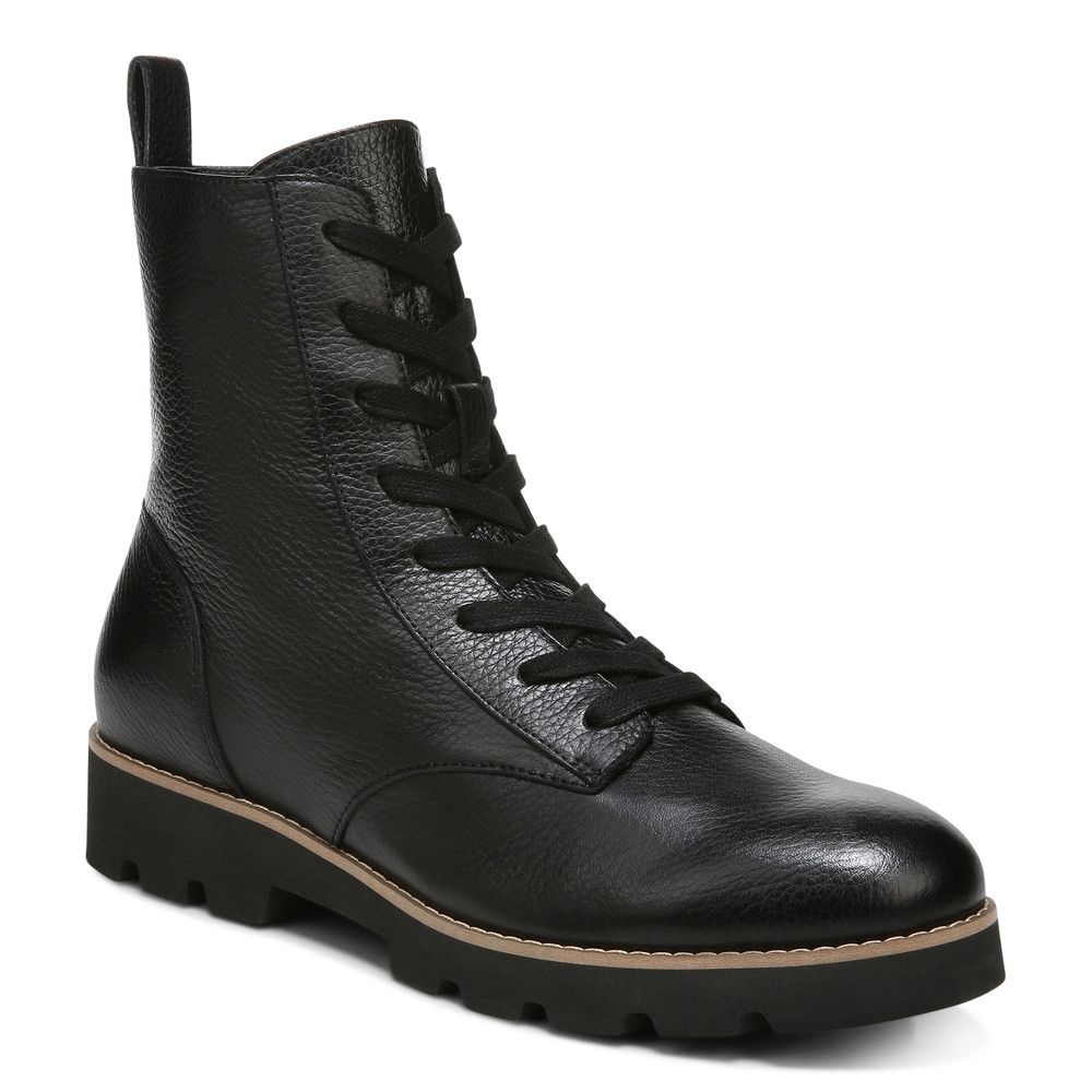 Black Lani Lace-up Combat Boot Vionic