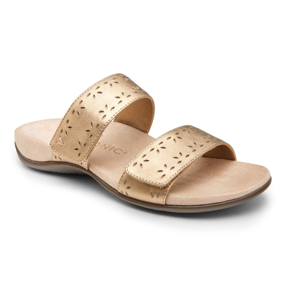 Gold Leather Randi Slide Sandal Vionic